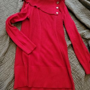 Red sweater dress or tunic, small